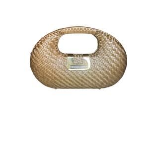 VTG Vanessa Wicker Circle Purse Made in Italy Cream Classic Cottagecore Festival